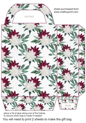 Burgundy poinsettia gift bag 3
