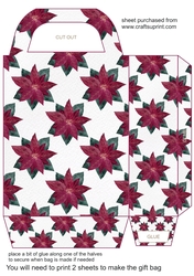 Burgundy poinsettia gift bag 4