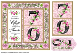 Rose age 70 Birthday card front with verse 1