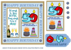 Male age 50 Birthday card front 1