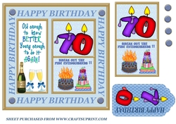 Male age 70 Birthday card front 1