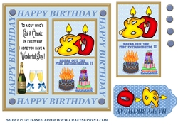 Male age 80 Birthday card front 1