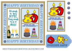 Male age 80 Birthday card front 2