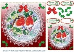 Red lace robin card front 1
