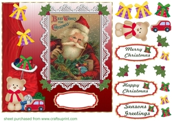 Vintage Santa with presents card front 5
