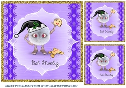 3 Bah Humbug Christmas pom pom card fronts/toppers 2