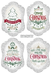 4 Silver Christmas sentiment toppers