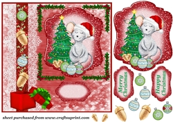 Mouse getting ready for Christmas card front