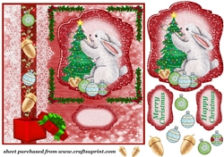 Rabbit getting ready for Christmas card front