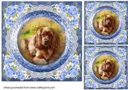 3 Blue floral pets card fronts/toppers 2