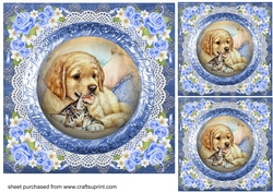 3 Blue floral pets card fronts/toppers 4