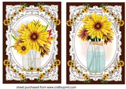 2 Rustic sunflower card fronts/toppers 2