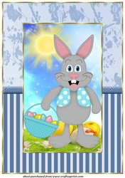 Large blue Easter bunny topper