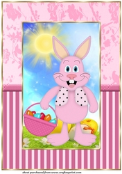 Large pink Easter bunny topper