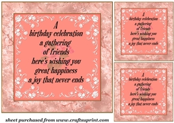 3 A Birthday celebration verse card front/toppers