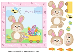 Pink Easter bunny card front