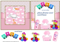 Framed baby girl card front