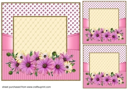 3 Pink framed floral card fronts/toppers 3