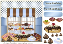 Blue bakery window card fronts
