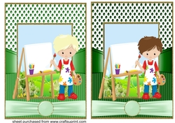 2 Little boy artist card fronts