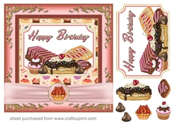 Pink Birthday bakery card front