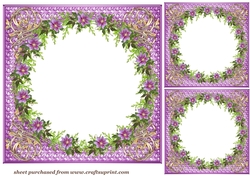 3 Purple floral aperture card fronts/toppers