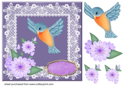 Lilac floral bird card front