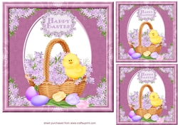 3 Floral Easter chick card fronts/toppers