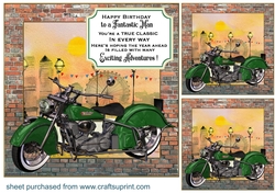 3 Classic motorbike card front/toppers 1
