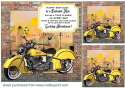 3 Classic motorbike card front/toppers 5
