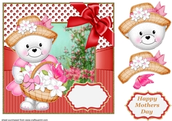 Floral bear card front