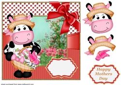 Floral cow card front