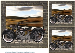 3 Classic motorbike card front/toppers A