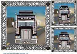 3 Black keep on trucking card front/toppers