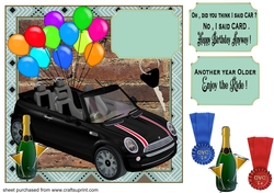 Black mini Birthday card front