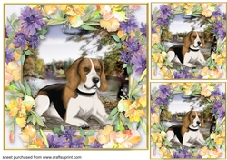 3 Cute floral dog card front/toppers 7