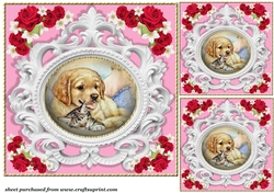 3 Pink rose pet card front/toppers 5