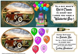 Age 50-90 Vintage car Birthday card front