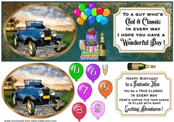 Age 50-90 Vintage car Birthday card front 4