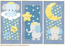 3 Blue baby elephant toppers