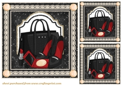 3 Black and red fashion accessories card front/toppers
