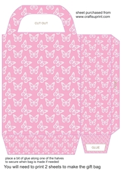 Pink with white butterfly gift bag 1