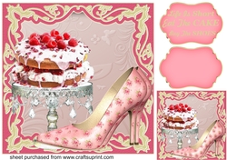 Pink life is short cake and shoes card front
