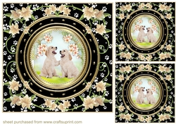 3 Floral paw print dog card front/toppers 5