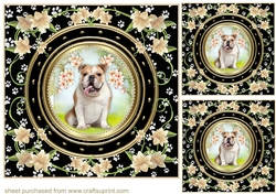 3 Floral paw print dog card front/toppers 9