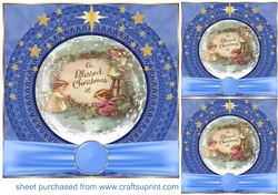 3 Blue sweet Christmas angel card front/toppers 4
