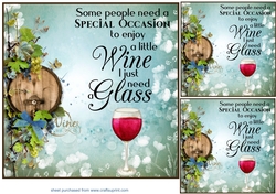 3 Wine glass card front/toppers
