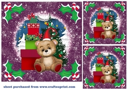 3 Purple Christmas bear card front/toppers(value sheet) 1