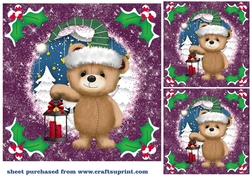 3 Purple Christmas bear card front/toppers(value sheet) 2