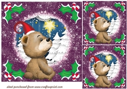 3 Purple Christmas bear card front/toppers(value sheet) 3